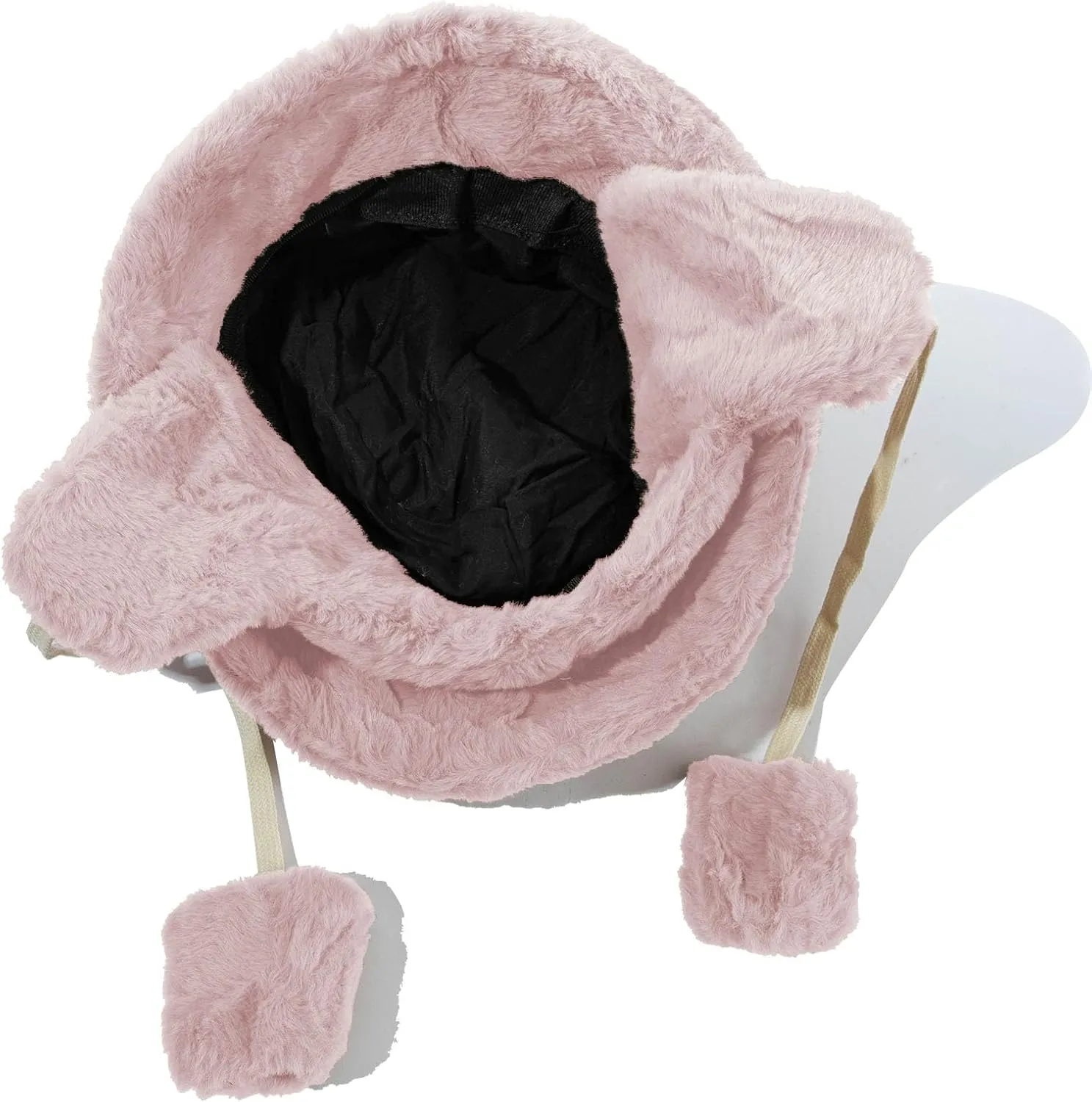 Clakllie Winter Bucket Hat with Earflaps Fuzzy Fishing Hat Warm Beach Sun Hat Wide Brim Fisherman Cap for Women Travel Hat