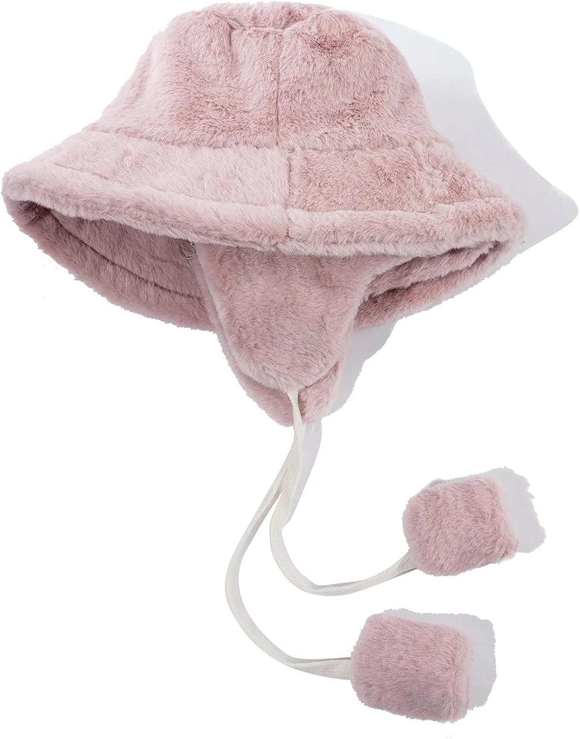 Clakllie Winter Bucket Hat with Earflaps Fuzzy Fishing Hat Warm Beach Sun Hat Wide Brim Fisherman Cap for Women Travel Hat