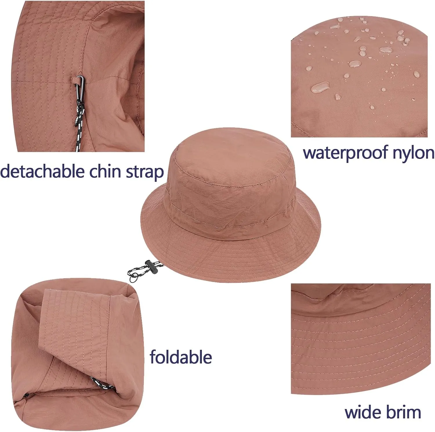 CLAPE Waterproof Bucket Hat Unisex Packable Rain Hat UV Protection Beach Sun Hat Quick Dry Fishing Safari Boonie Hat