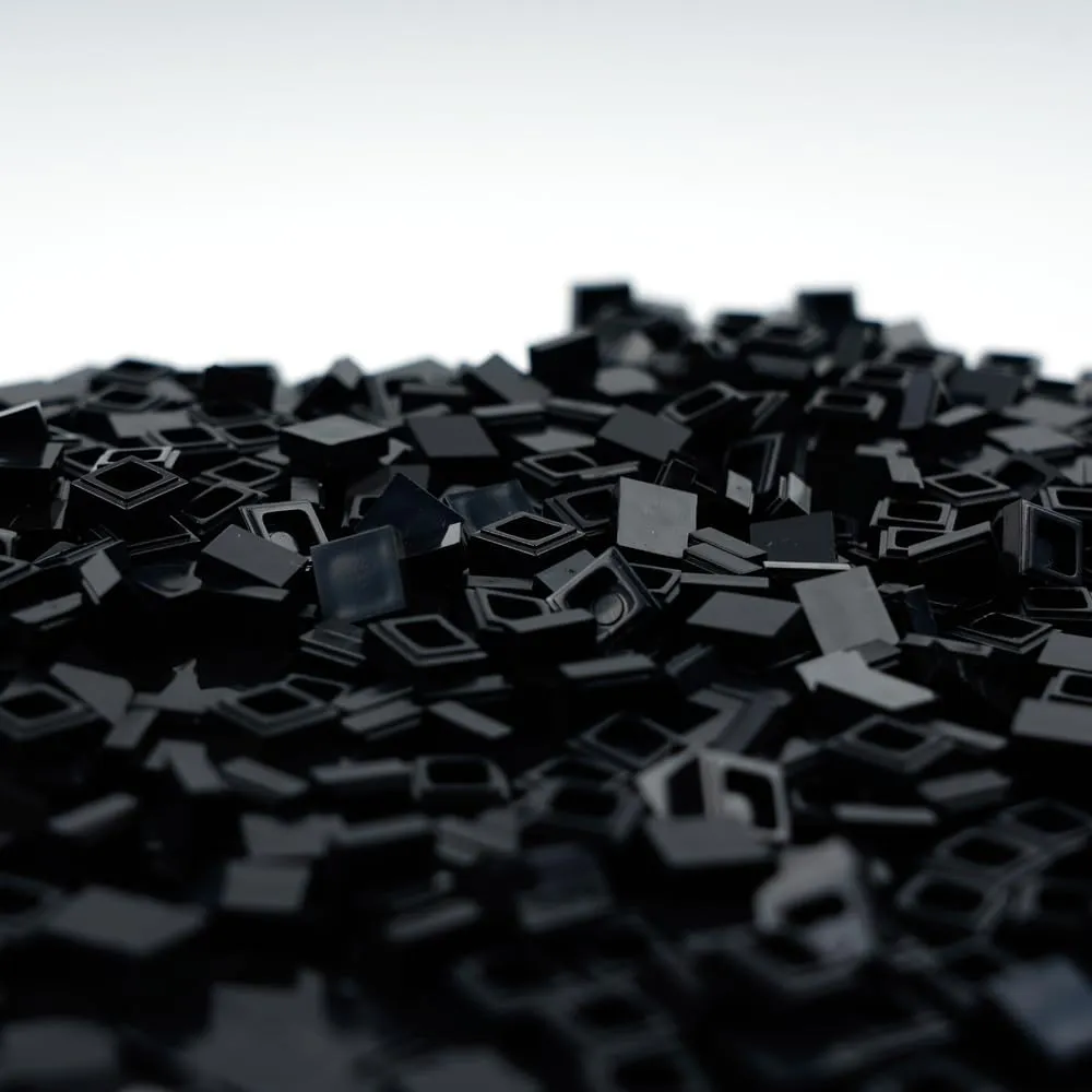 Classic Building Blocks 1×1 Square Tiles: Dots 1500pcs Flat Bricks Parts and Pieces, Smooth Plate Pixel Art Mosaic Bulk Lot Black