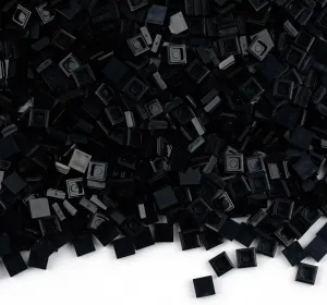 Classic Building Blocks 1×1 Square Tiles: Dots 1500pcs Flat Bricks Parts and Pieces, Smooth Plate Pixel Art Mosaic Bulk Lot Black