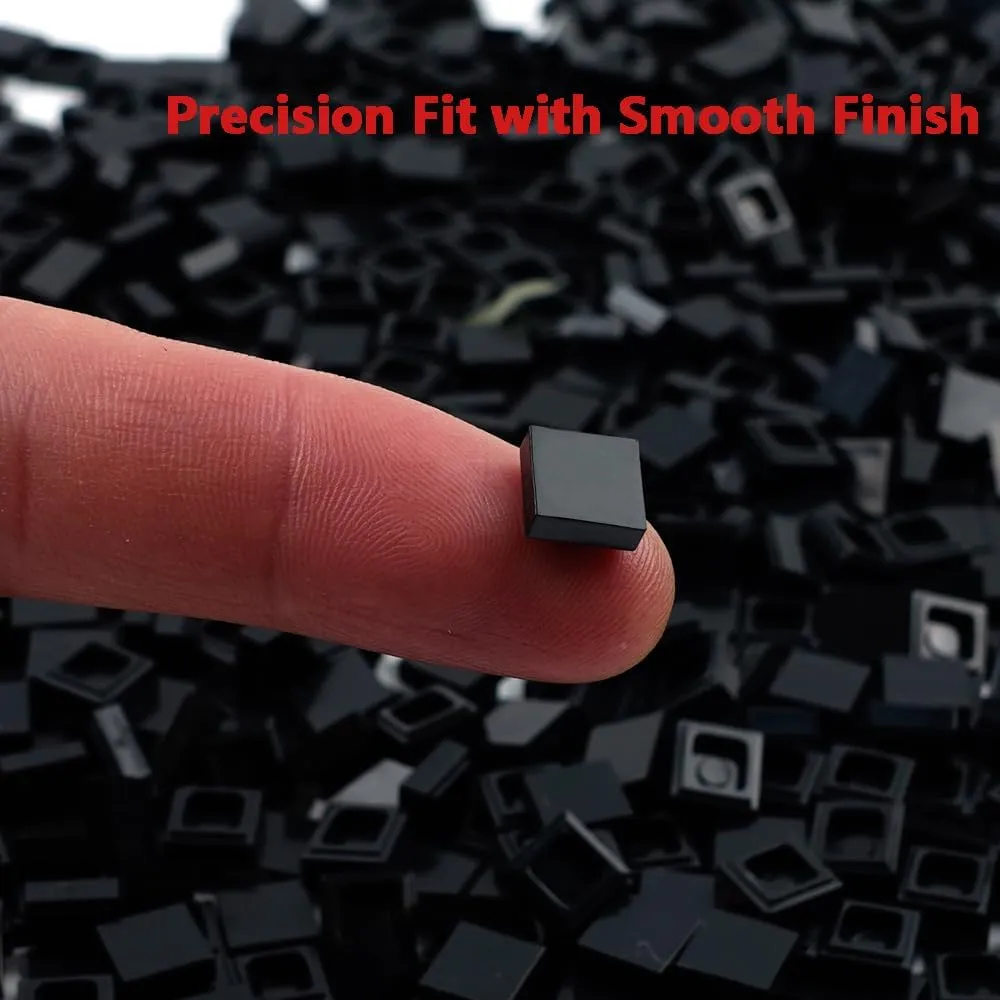 Classic Building Blocks 1×1 Square Tiles: Dots 1500pcs Flat Bricks Parts and Pieces, Smooth Plate Pixel Art Mosaic Bulk Lot Black