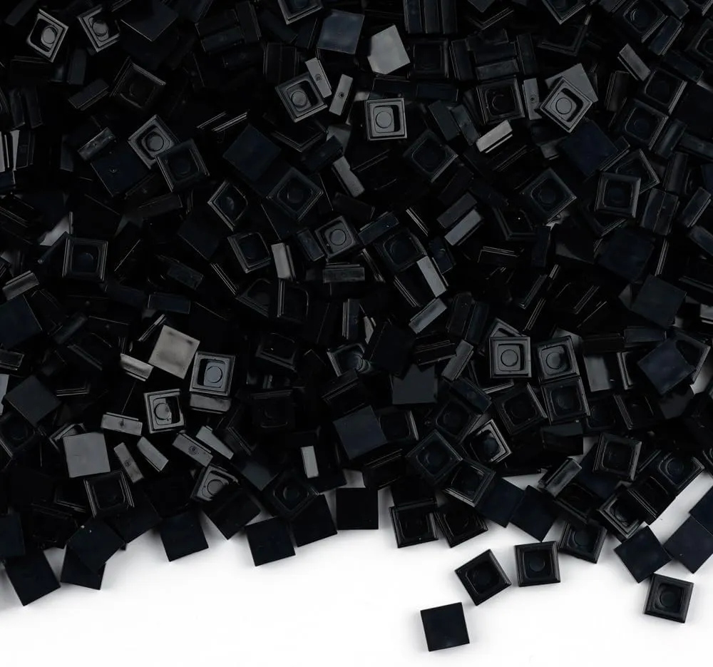 Classic Building Blocks 1×1 Square Tiles: Dots 1500pcs Flat Bricks Parts and Pieces, Smooth Plate Pixel Art Mosaic Bulk Lot Black