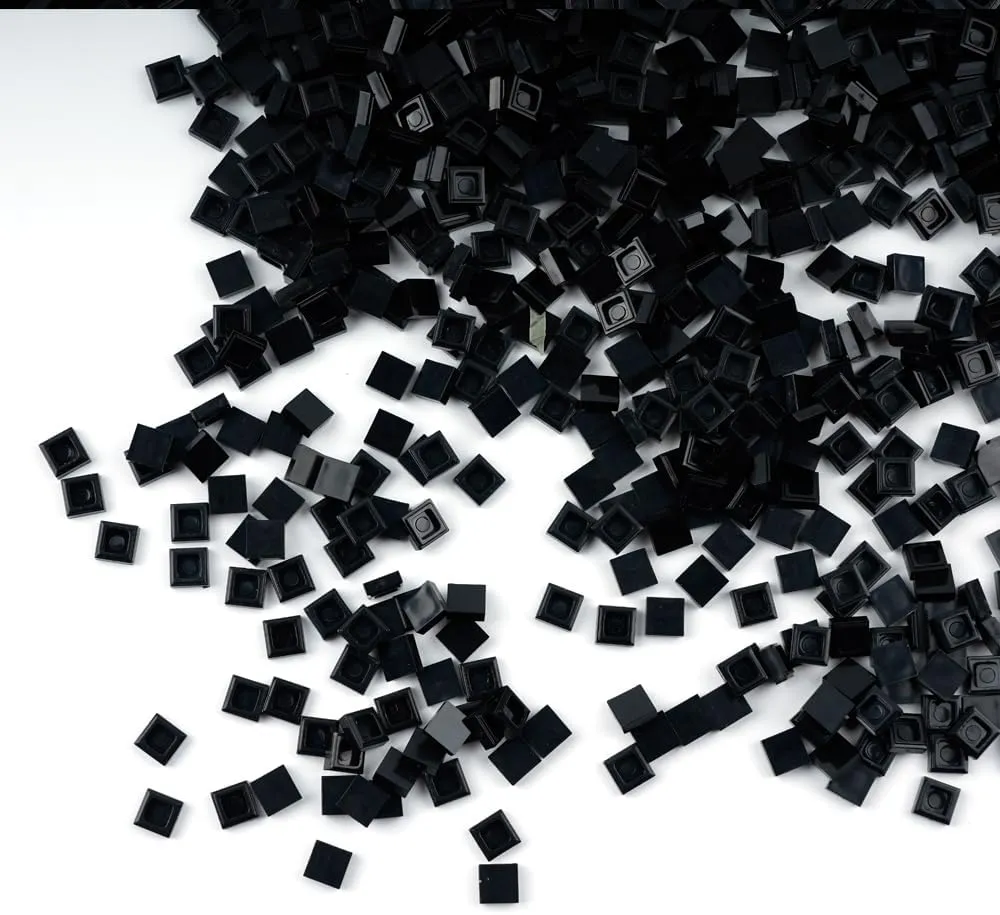 Classic Building Blocks 1×1 Square Tiles: Dots 1500pcs Flat Bricks Parts and Pieces, Smooth Plate Pixel Art Mosaic Bulk Lot Black
