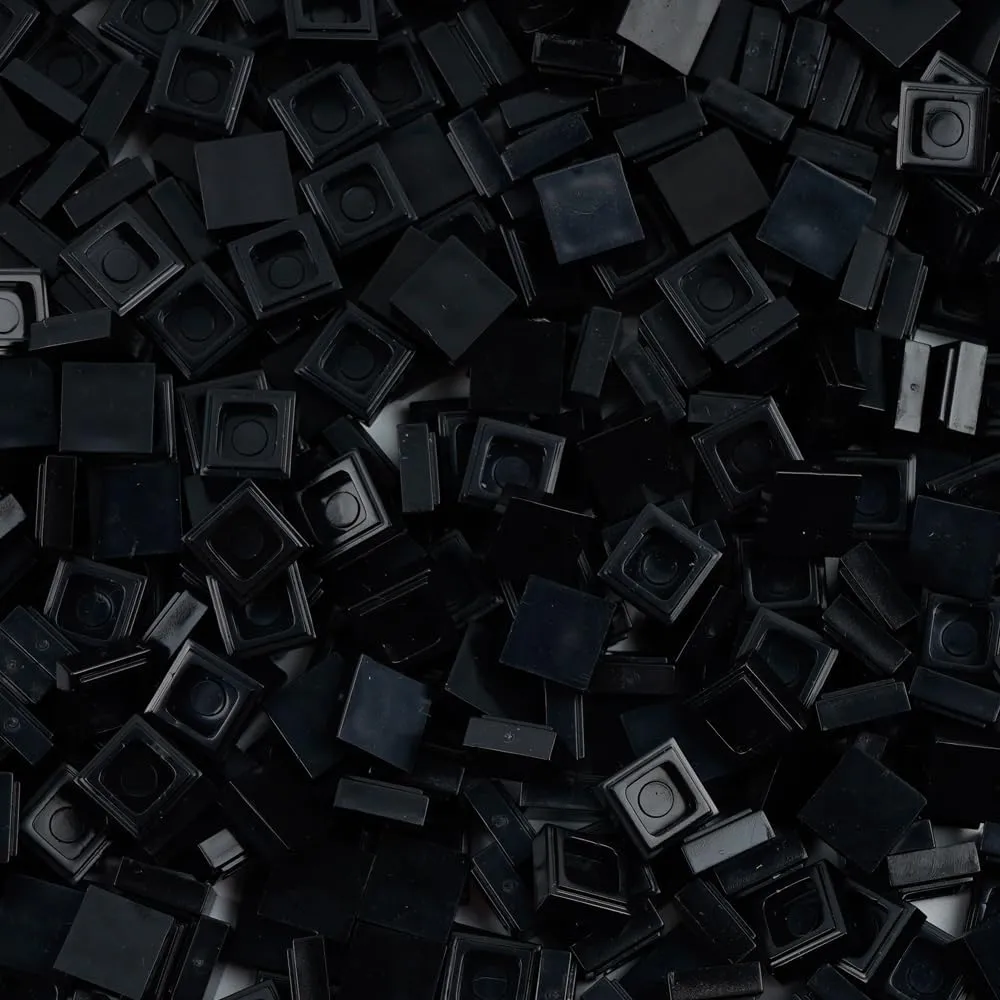 Classic Building Blocks 1×1 Square Tiles: Dots 1500pcs Flat Bricks Parts and Pieces, Smooth Plate Pixel Art Mosaic Bulk Lot Black