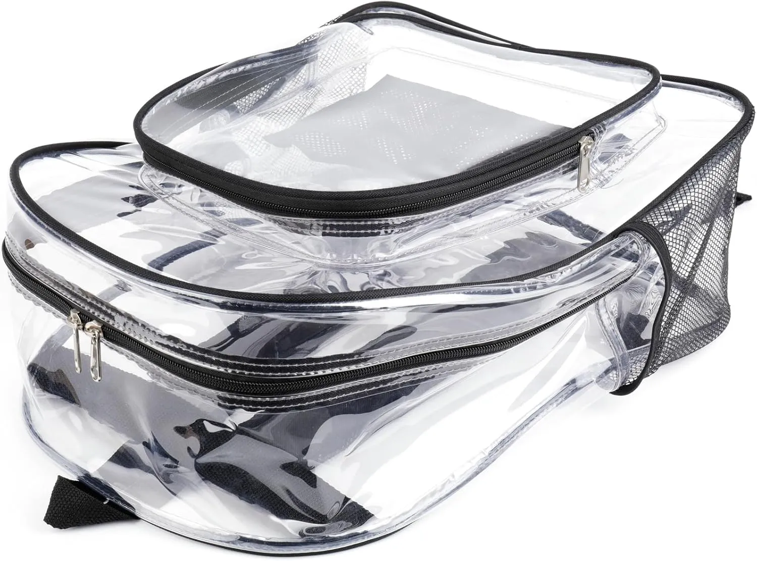 Clear Backpack Heavy Duty Clear Bookbag - Transparent Backpack See Through PVC Plastic Backpacks with Reinforced Straps for School Work,Boys Girls Kids - Black