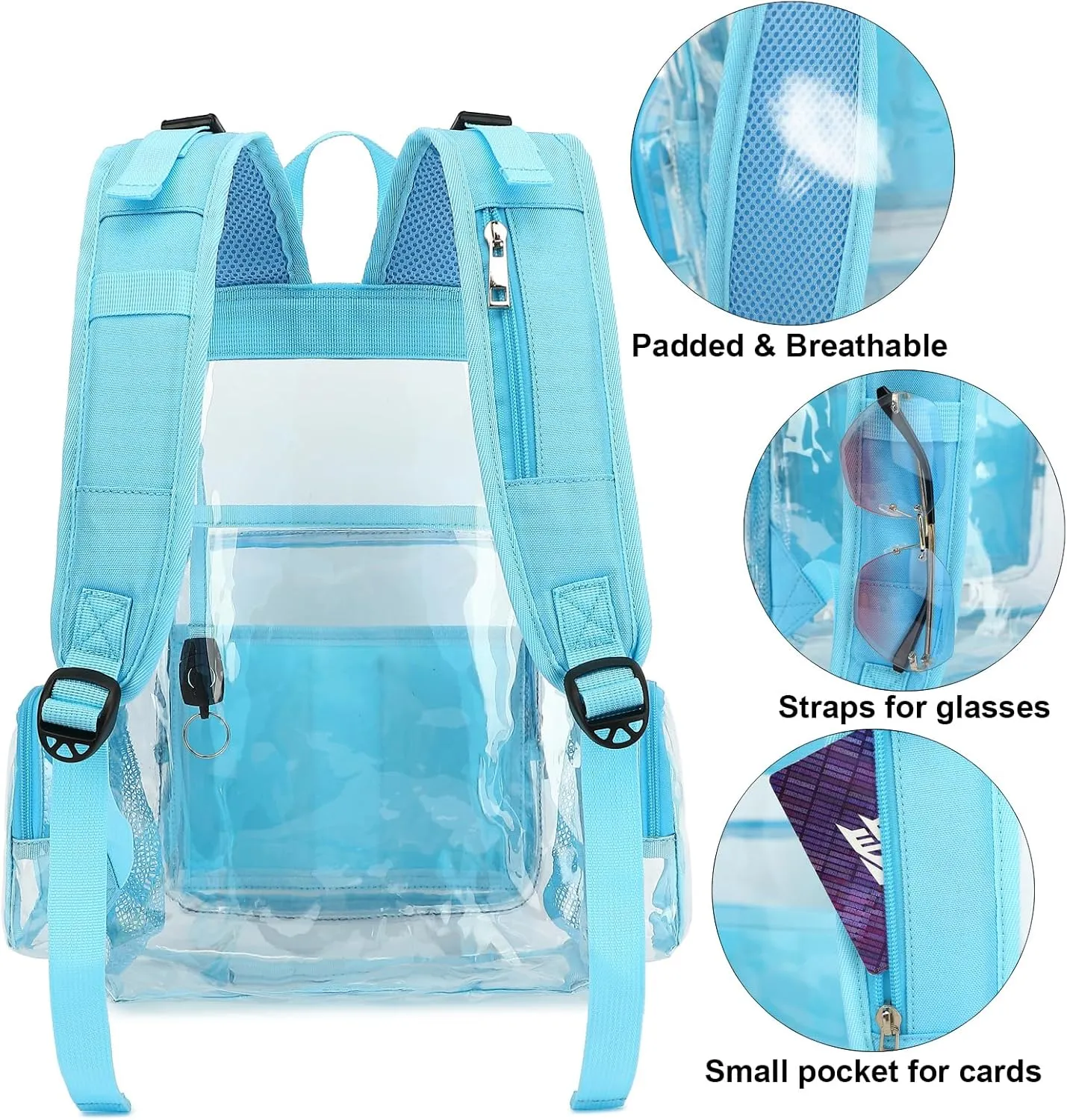 Clear Diaper Bag Backpack for Baby Girls Boys, Mom Nappy Changing Bags for Women (Light Blue)