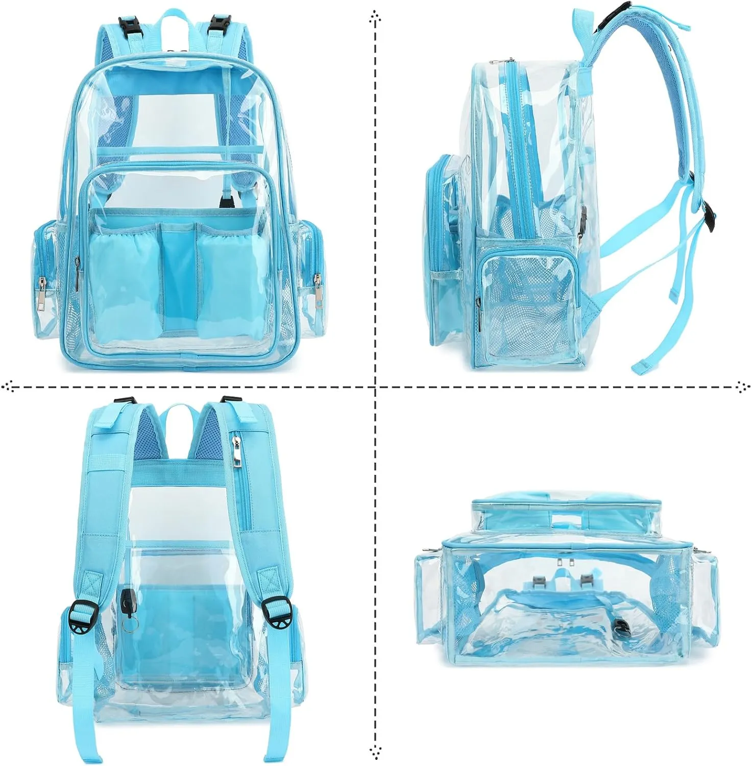 Clear Diaper Bag Backpack for Baby Girls Boys, Mom Nappy Changing Bags for Women (Light Blue)