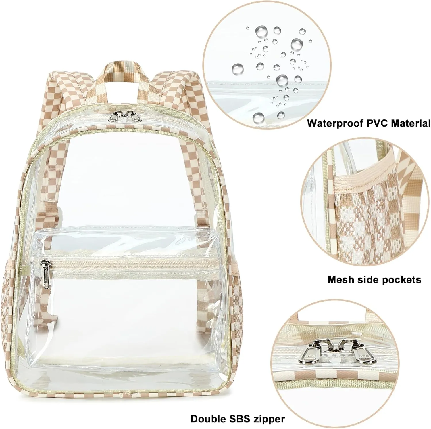 Clear Mini Backpack for Stadium Events 12x12x6 Small Transparent Backpacks Plastic See Through Clear Bag for Concerts Work Festival Security Travel