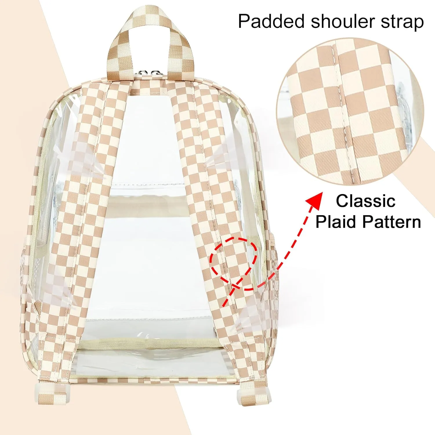 Clear Mini Backpack for Stadium Events 12x12x6 Small Transparent Backpacks Plastic See Through Clear Bag for Concerts Work Festival Security Travel