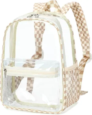 Clear Mini Backpack for Stadium Events 12x12x6 Small Transparent Backpacks Plastic See Through Clear Bag for Concerts Work Festival Security Travel