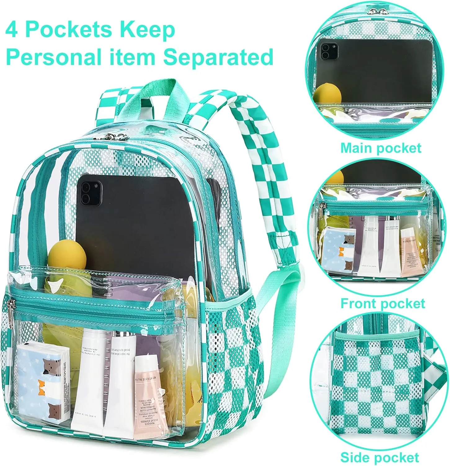Clear Mini Backpack for Stadium Events 12x12x6 Small Transparent Backpacks Plastic See Through Clear Bag for Concerts Work Festival Security Travel