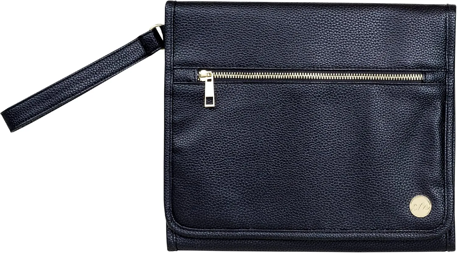 CleverMade Portable Baby Changing Pad Clutch with Wristlet - Premium Foldable Water Resistant Diaper Changing Mat with Storage Pockets for Diapers and Wipes - Black