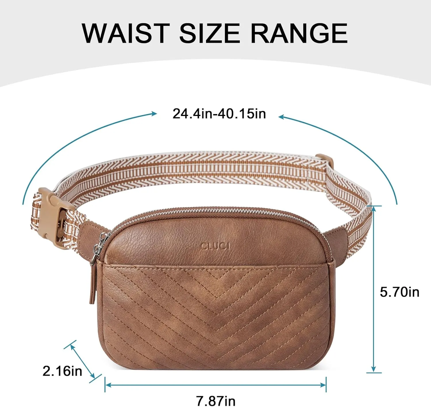 CLUCI Belt Bag for Women, Mini Everywhere Crossbody Waist Bag Adjustable Strap, Vegan Leather Women's Fanny Pack