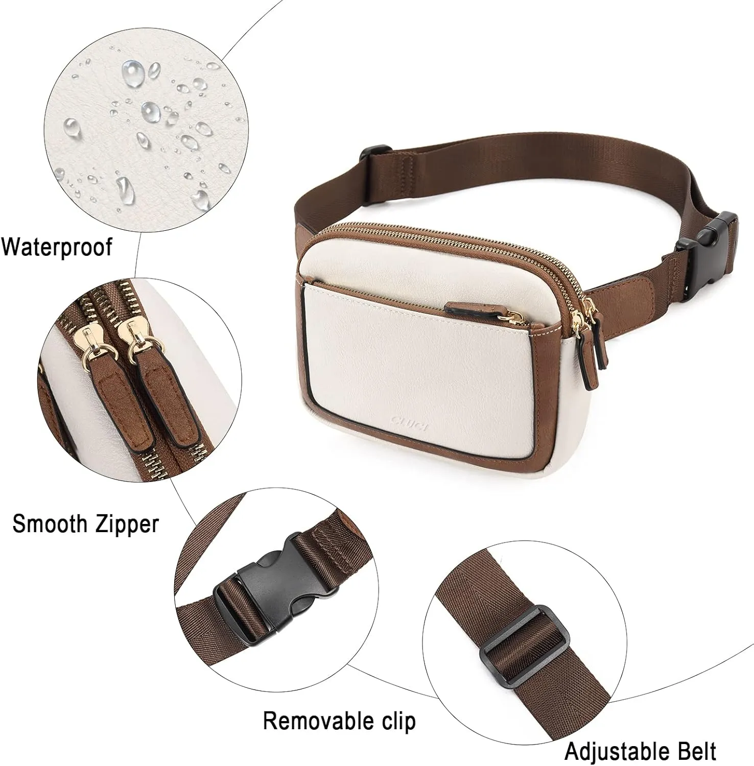 CLUCI Belt Bag for Women, Mini Everywhere Crossbody Waist Bag Adjustable Strap, Vegan Leather Women's Fanny Pack
