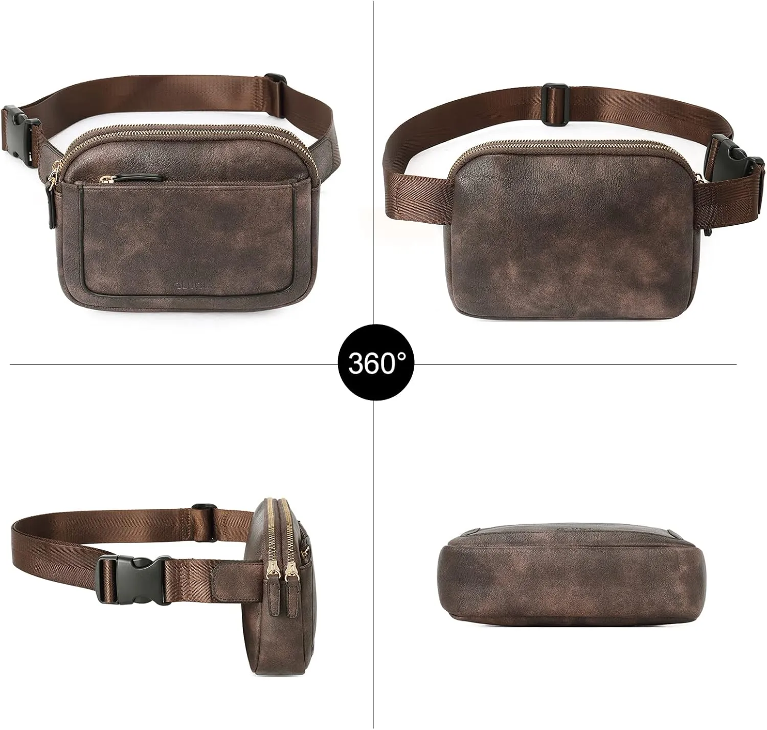CLUCI Belt Bag for Women, Mini Everywhere Crossbody Waist Bag Adjustable Strap, Vegan Leather Women's Fanny Pack