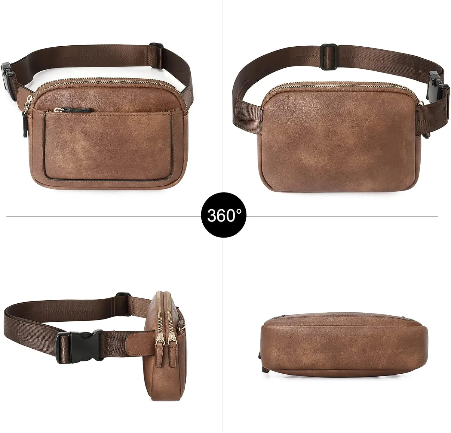 CLUCI Belt Bag for Women, Mini Everywhere Crossbody Waist Bag Adjustable Strap, Vegan Leather Women's Fanny Pack