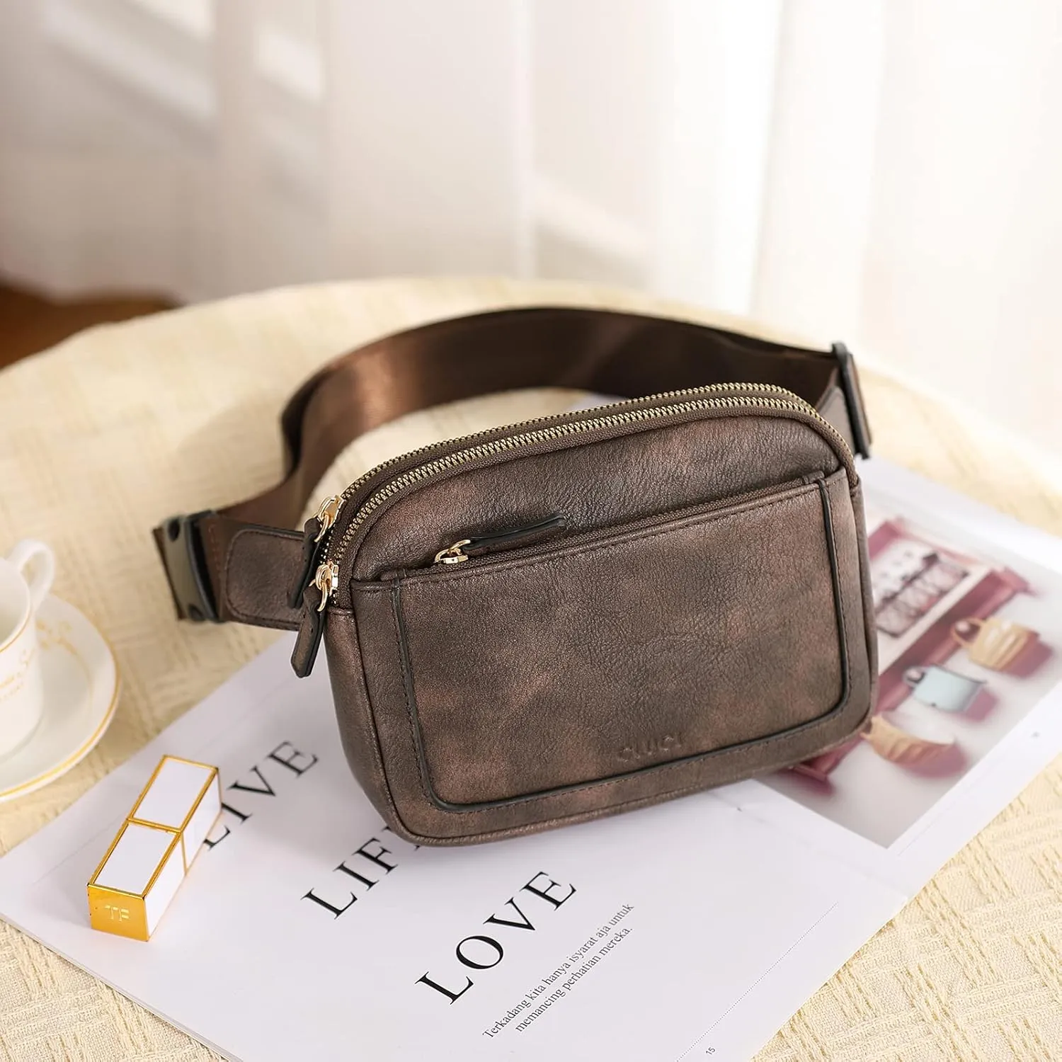 CLUCI Belt Bag for Women, Mini Everywhere Crossbody Waist Bag Adjustable Strap, Vegan Leather Women's Fanny Pack