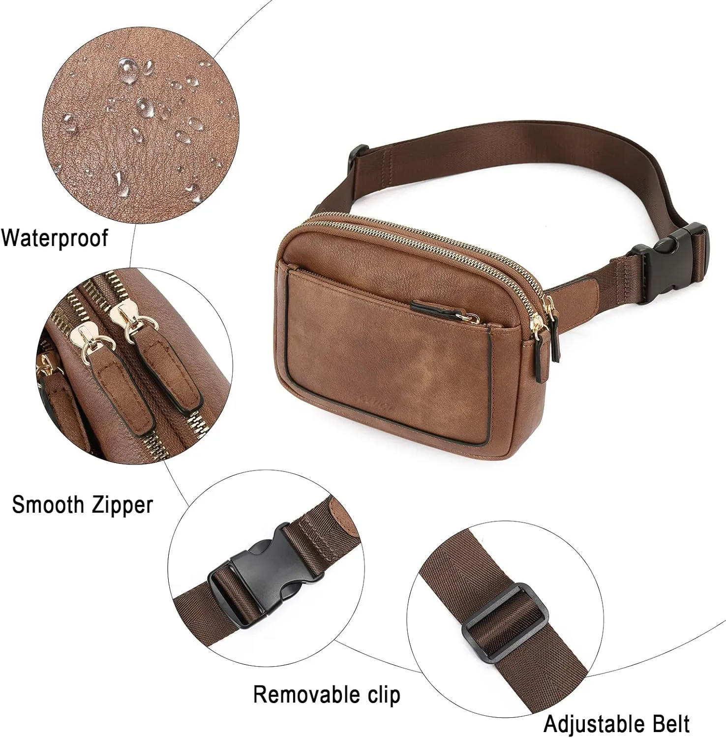 CLUCI Belt Bag for Women, Mini Everywhere Crossbody Waist Bag Adjustable Strap, Vegan Leather Women's Fanny Pack