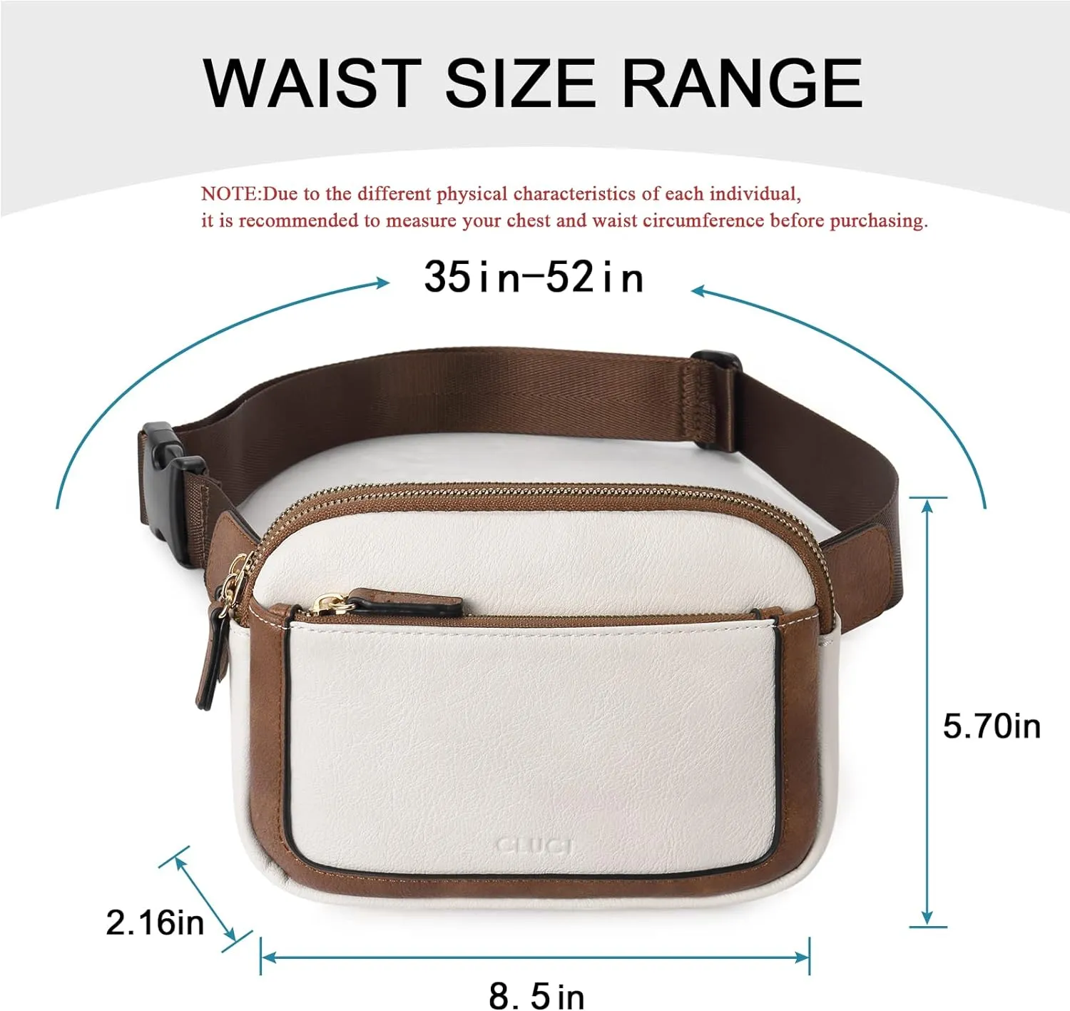 CLUCI Belt Bag for Women, Mini Everywhere Crossbody Waist Bag Adjustable Strap, Vegan Leather Women's Fanny Pack