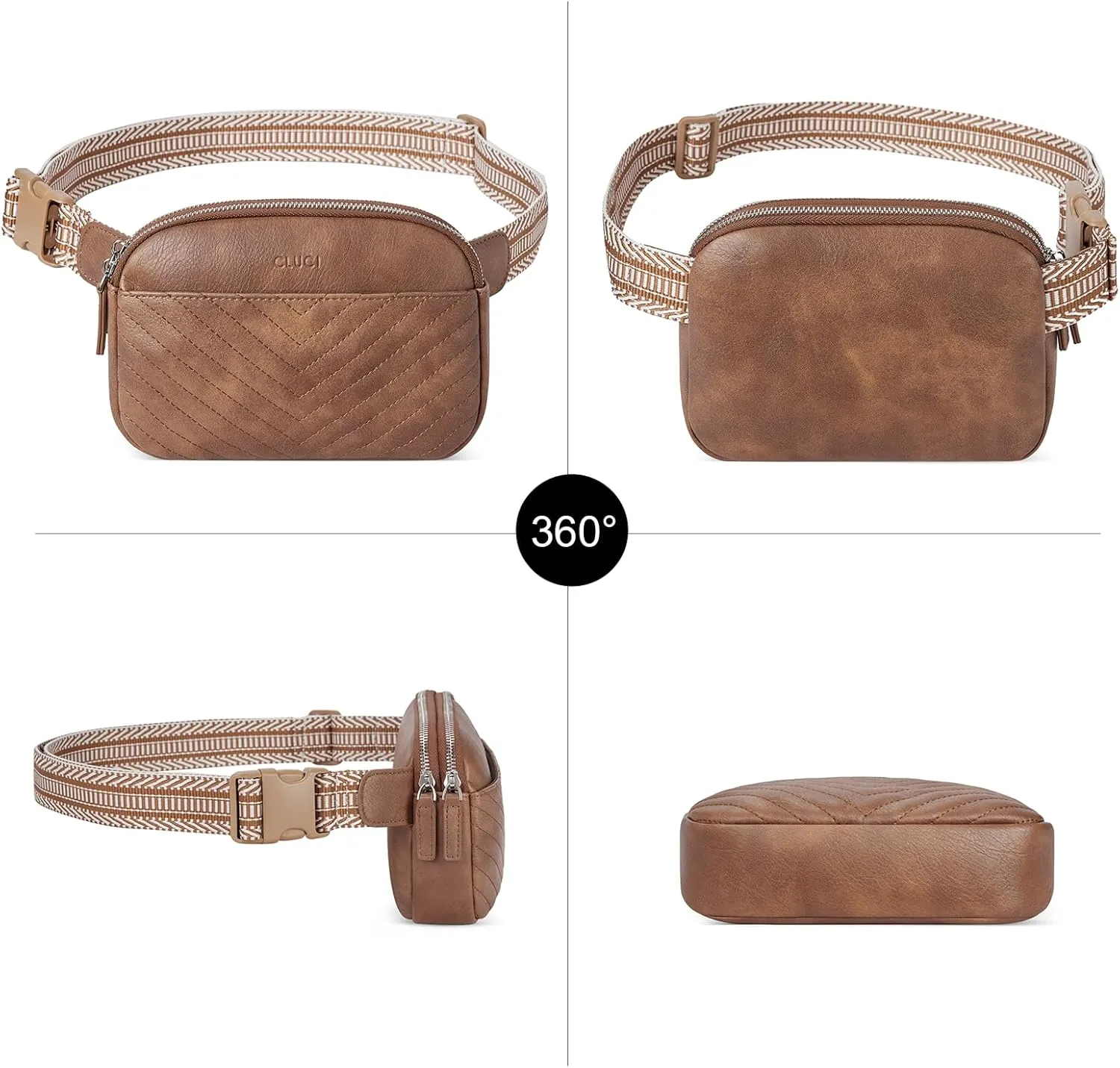 CLUCI Belt Bag for Women, Mini Everywhere Crossbody Waist Bag Adjustable Strap, Vegan Leather Women's Fanny Pack