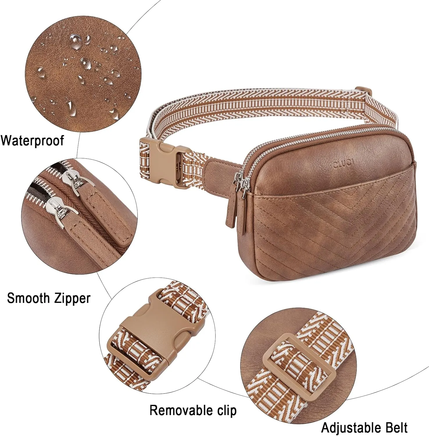CLUCI Belt Bag for Women, Mini Everywhere Crossbody Waist Bag Adjustable Strap, Vegan Leather Women's Fanny Pack