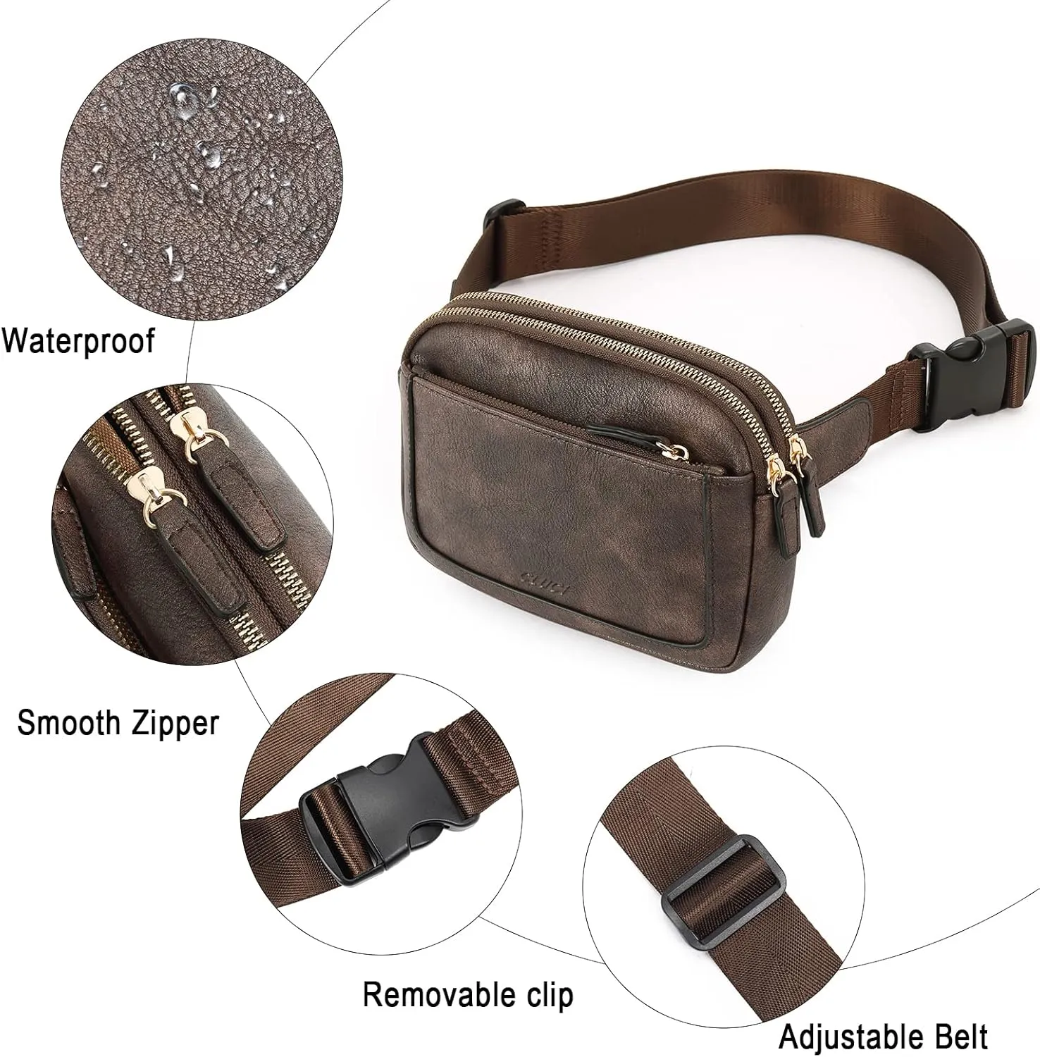 CLUCI Belt Bag for Women, Mini Everywhere Crossbody Waist Bag Adjustable Strap, Vegan Leather Women's Fanny Pack