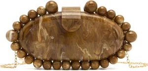 Clutch Bag for Women Oval Beads Purse Wedding Prom Party Marble Texture Acrylic Evening Bag Shoulder Crossbody Bag