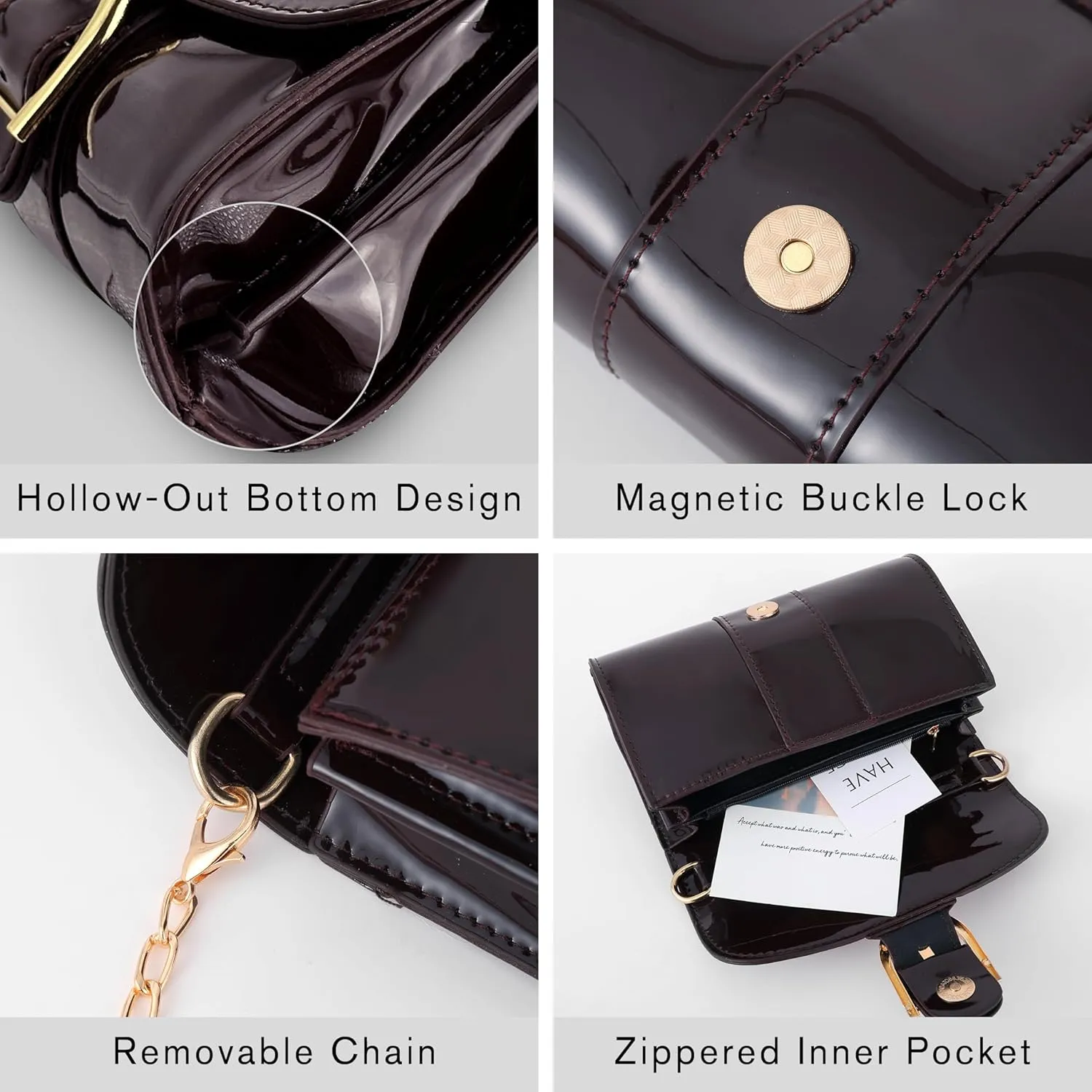 Clutch Purse for Women - Evening Purse Small Leather Shoulder Bag, Vintage Clutch Bag, Buckle Close Handbag