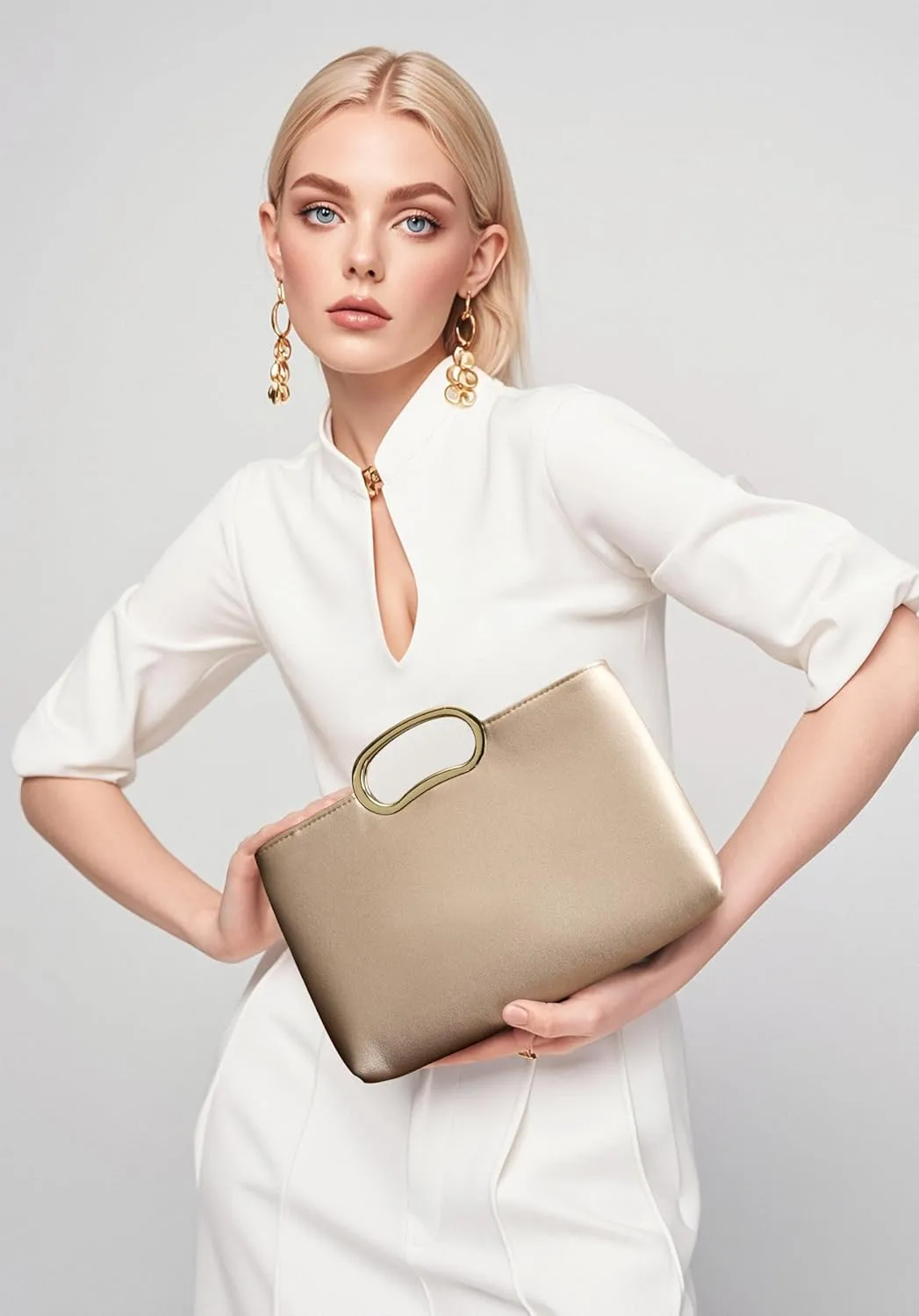 Clutch Purse for Women Vegan Leather Evening Bag Formal Handbag for Wedding Party Prom Bridal