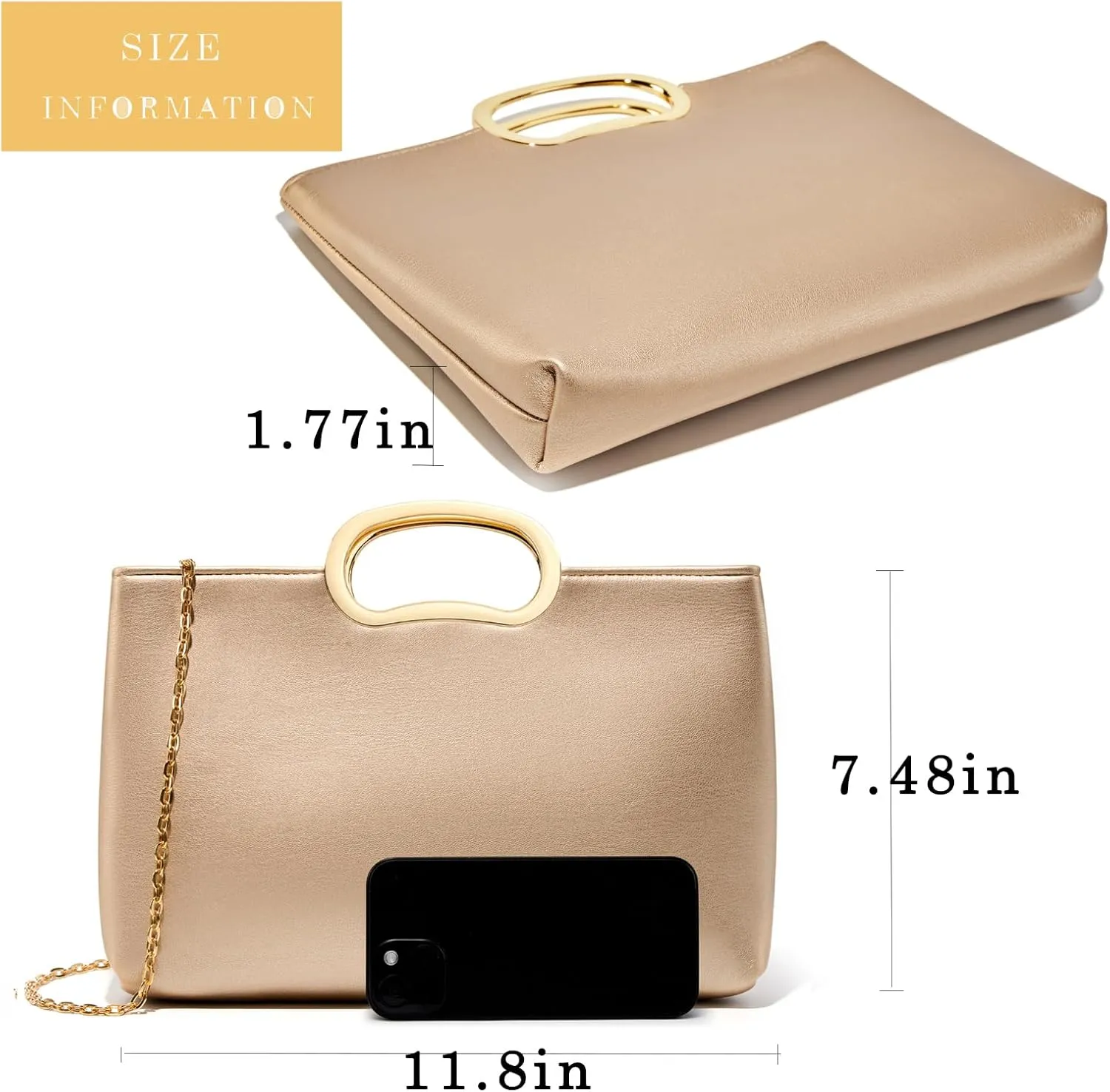 Clutch Purse for Women Vegan Leather Evening Bag Formal Handbag for Wedding Party Prom Bridal