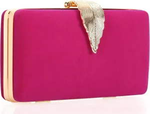 Clutch Purse with Leaf Closure Women’s Evening Handbag for Party Prom Wedding