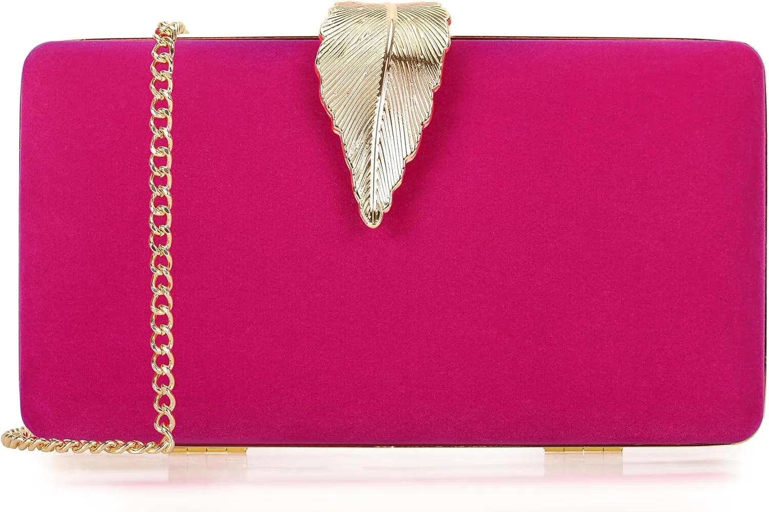 Clutch Purse with Leaf Closure Women’s Evening Handbag for Party Prom Wedding