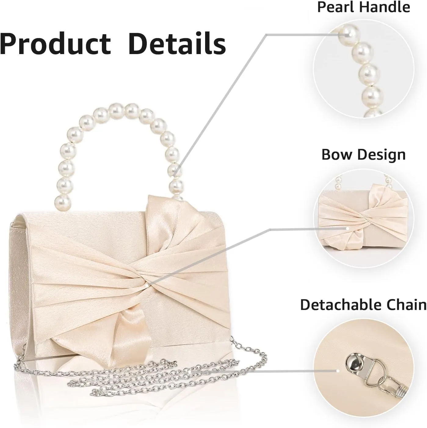 Clutch Purses for Women Evening Bag Wedding Handbags with Chain, Women's Small Clutch Cocktail Bag for Party Prom