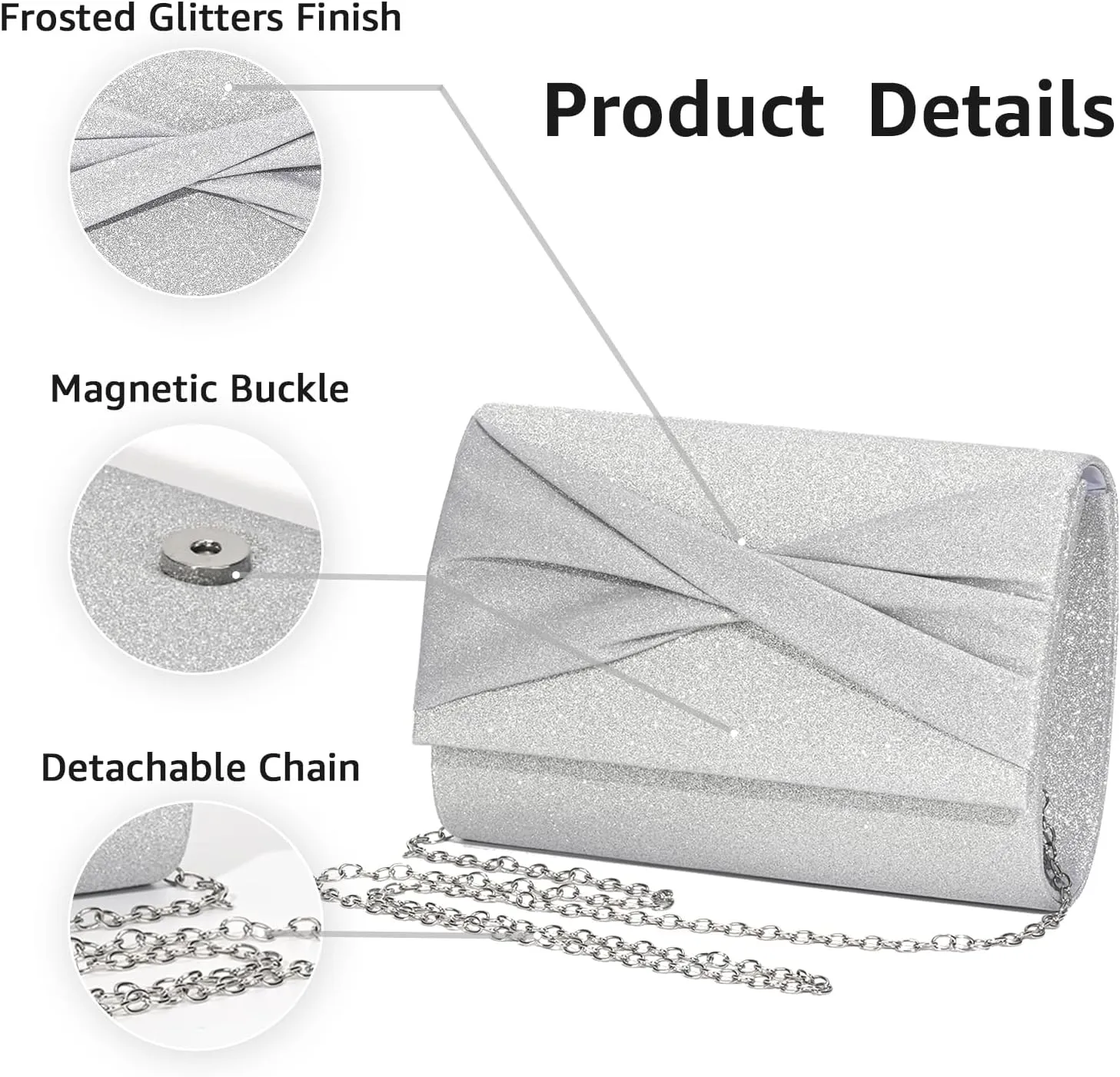 Clutch Purses for Women Evening Bag Wedding Handbags with Chain, Women's Small Clutch Cocktail Bag for Party Prom