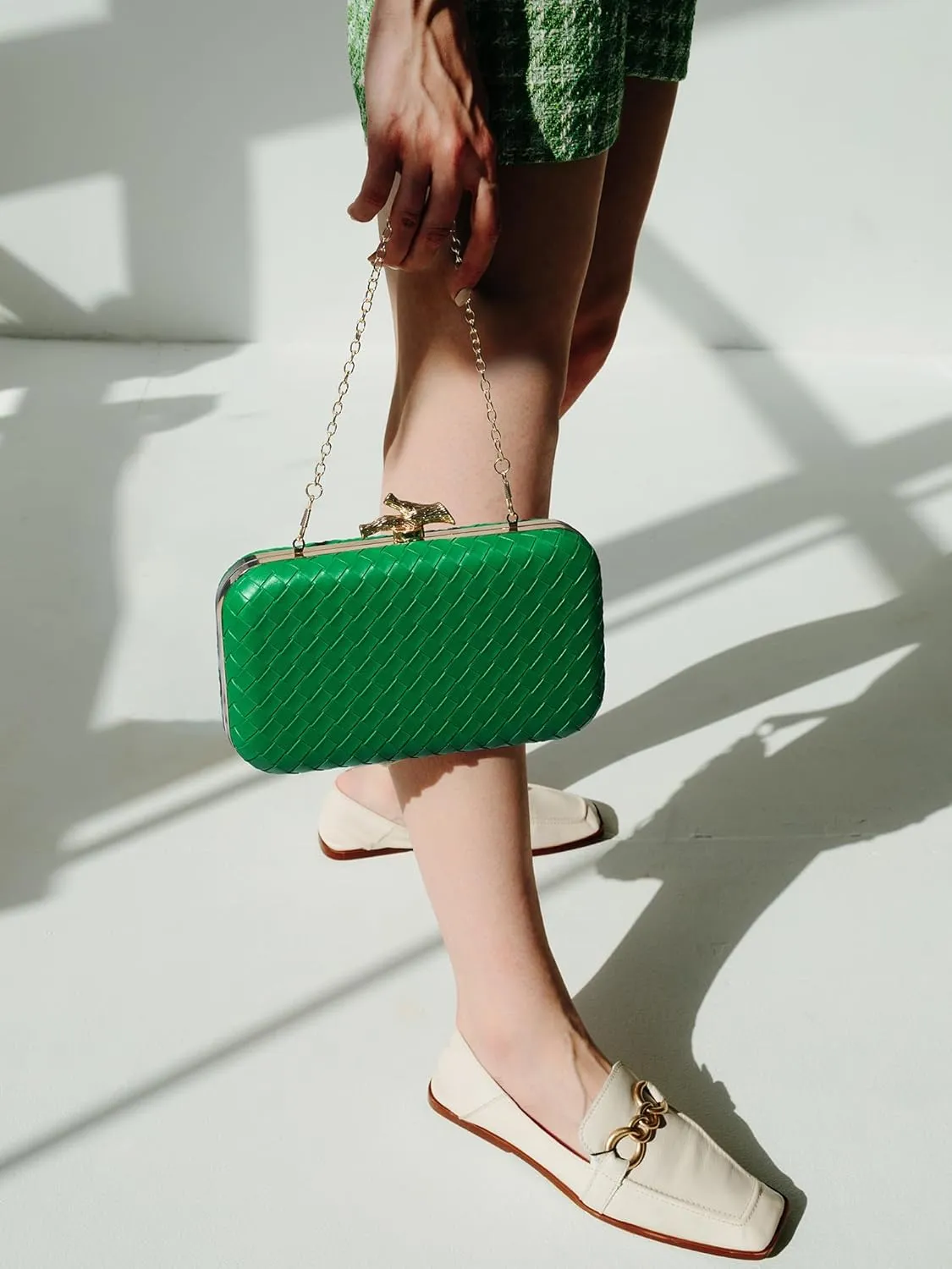 Clutch Purses for Women Evening/Wedding Chic Woven Bag Formal PU Leather Purse Designer Handbags for Women
