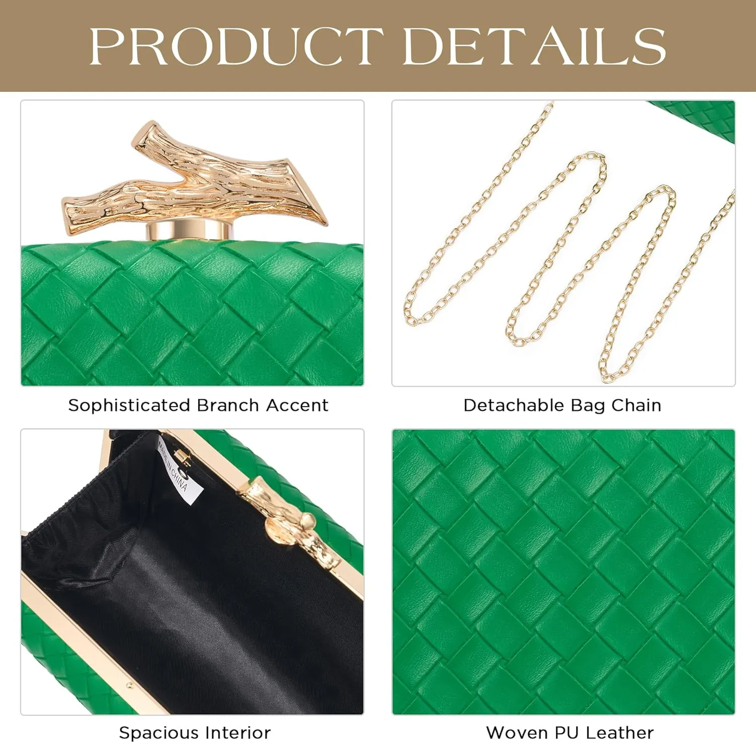 Clutch Purses for Women Evening/Wedding Chic Woven Bag Formal PU Leather Purse Designer Handbags for Women