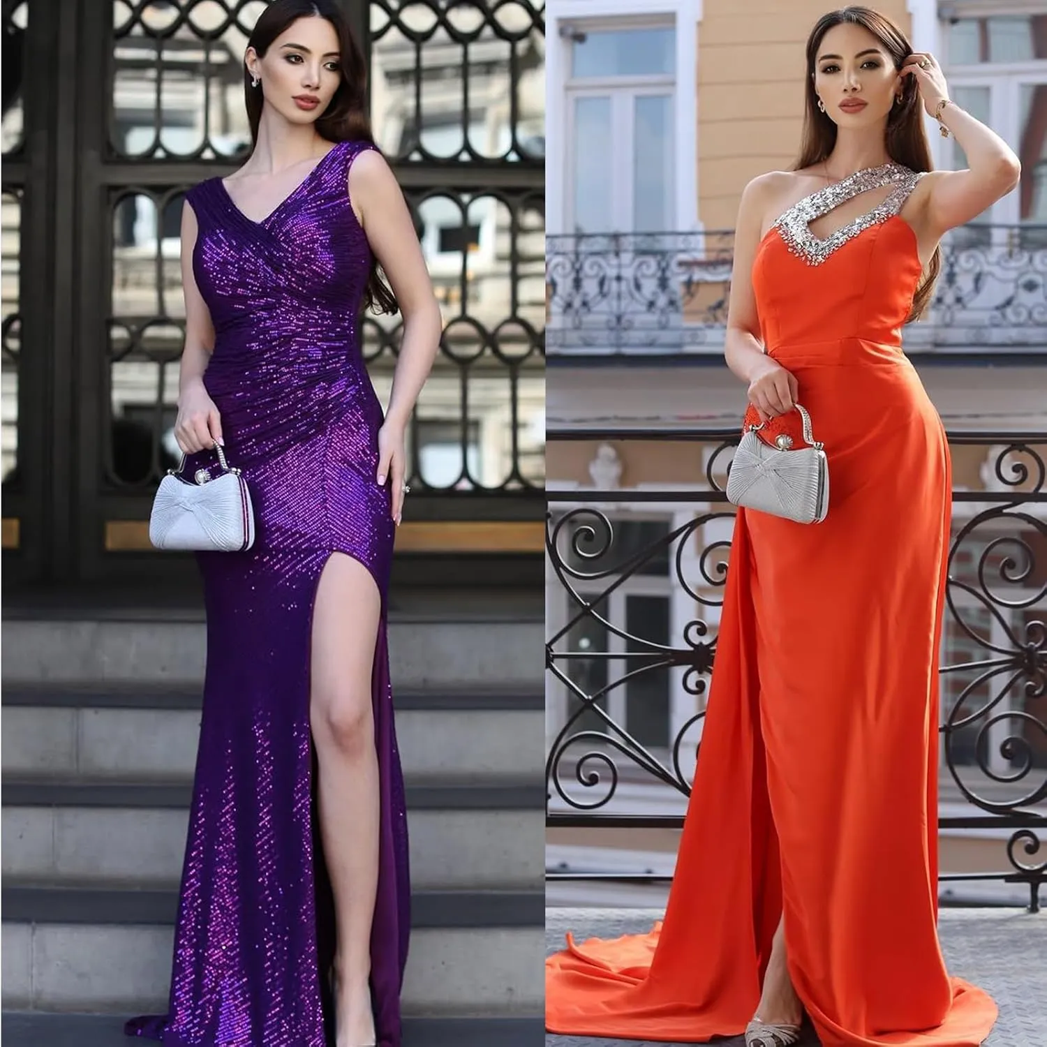 Clutch Purses for Women Handbags Shiny Sequin Wedding Silver Cross Body Purses with Chain,Wedding Prom Party Club