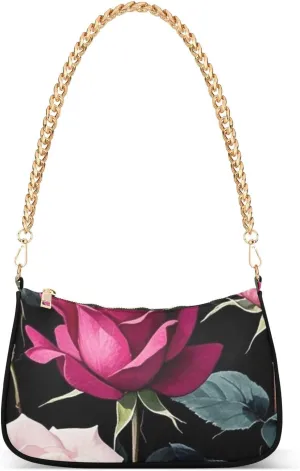 Clutch Purses for Women Trendy Chain Tote Bag Shoulder Handbags Rose Print Graduation Gifts for Her, Multi16