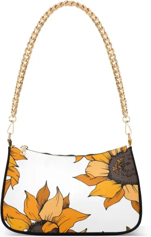 Clutch Purses for Women Trendy Chain Tote Bag Shoulder Handbags Sunflower Design Graduation Gifts for Her, Multi15