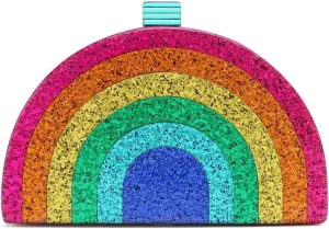 Clutch Purses for Women Wedding, Rainbow Semicircle Acrylic Evening Bags Evening Purses for Birthday Party Prom