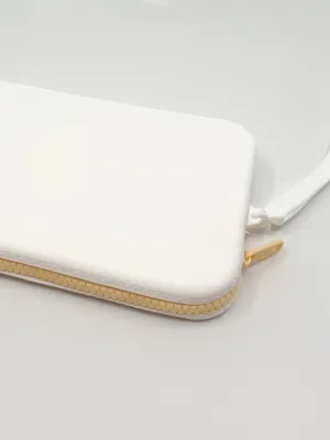 Clutch - White with Yellow Zip