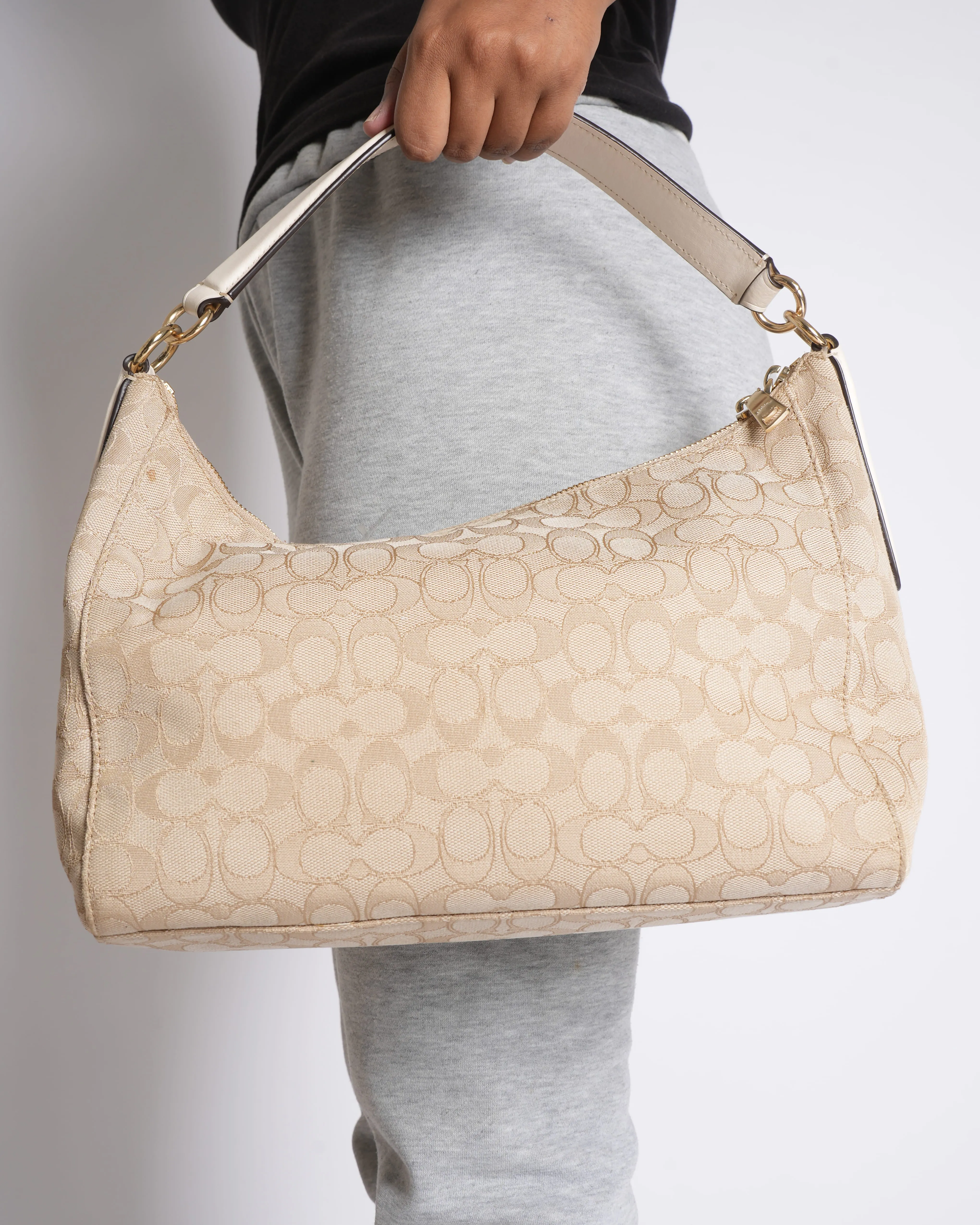 Coach signature canvas and leather hobo bag