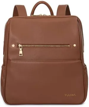 Collection Original Diaper Backpack - Vegan Leather Baby Bag - Gold Zipper - Multiple Pockets - Easy Clean Nylon Interior - Many Colors - Modern Diaper Bag (Cinnamon)