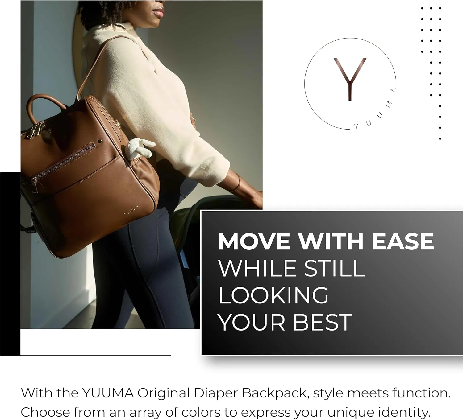 Collection Original Diaper Backpack - Vegan Leather Baby Bag - Gold Zipper - Multiple Pockets - Easy Clean Nylon Interior - Many Colors - Modern Diaper Bag (Cinnamon)
