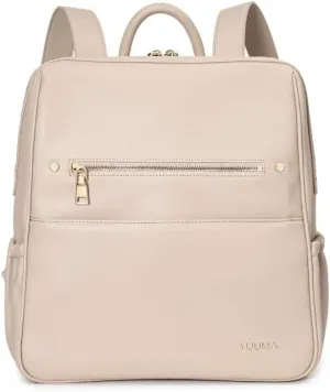 Collection Original Diaper Backpack - Vegan Leather Baby Bag - Gold Zipper - Multiple Pockets - Easy Clean Nylon Interior - Many Colors - Modern Diaper Bag (Ivory)