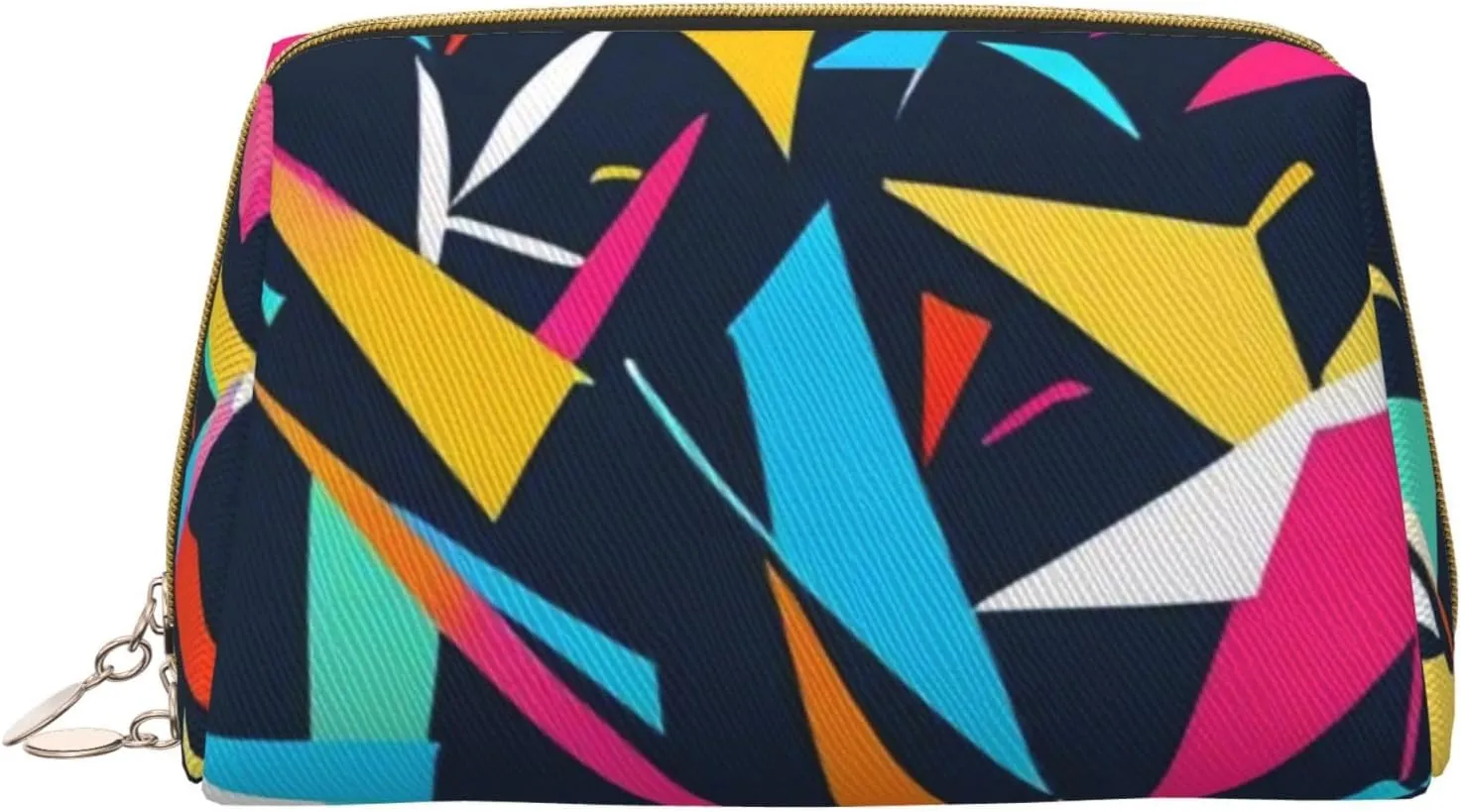Colorful Finch Print Small Leather Makeup Bag for Women, Travel Cosmetic Bag with Zipper, Toiletries, Purse, Gift