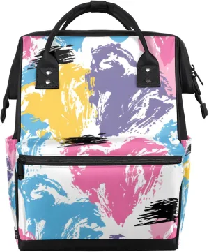 Colourful Abstract Heart Diaper Bag Mommy Bags With Adjustable Shoulder Strap Waterproof Multifunction Shoulder Bag Travel Large Capacity Backpack for Moms And Dads