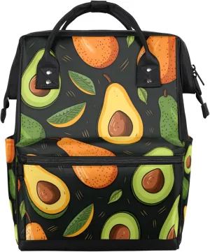 Colourful Avocados Watercolour Diaper Bag Mommy Bags With Adjustable Shoulder Strap Waterproof Multifunction Shoulder Bag Travel Large Capacity Backpack for Moms And Dads