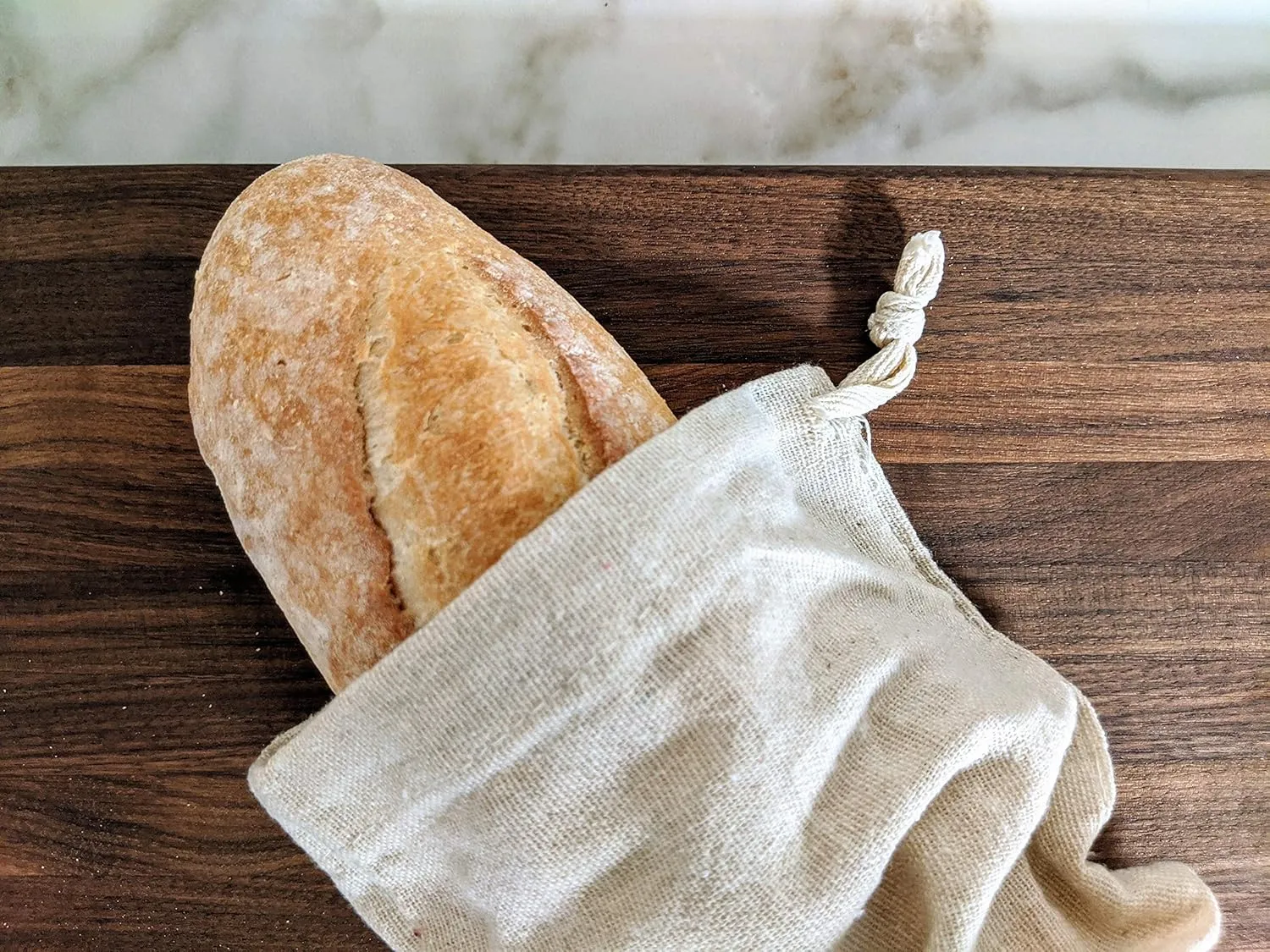 Combo Set of One 12"x15" Boule and One 6"x26" Baguette Farmhouse Natural Linen Bread Bags, Reusable Drawstring Bag for Homemade Bread Storage, Perfect for Bakers, House Warming, Etc.